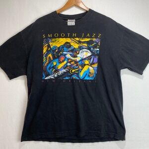 VTG Smooth Jazz New Orleans Graphic TShirt Diamond Star  Men XL Black Cotton Tee